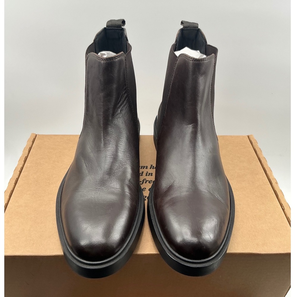 Hugo Boss Mens Dark Brown Leather Chelsea Boots Ankle Lug Sole Casual Dress